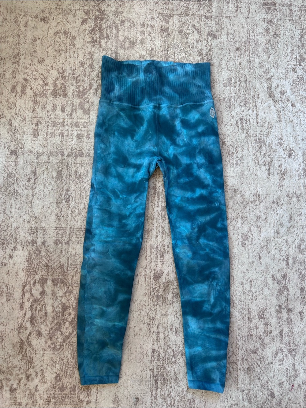 free people movement High-Waist Teal Tie-Dye Leggings